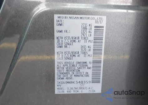 2017 Infiniti Qx60 z USA, uszkodzony, nr VIN 5N1DL0MN8HC540359